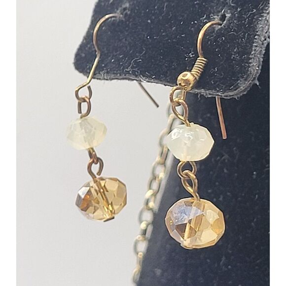 Artisan Vintage Demi Parure Faceted Crystal Double Strand Long Necklace Earrings - Picture 5 of 7